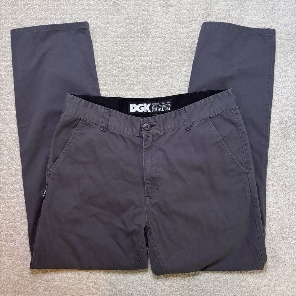 DGK Mens Straight Fit Chino Pants Grey Skate Trousers Sz 36 Gorpcore Streetwear